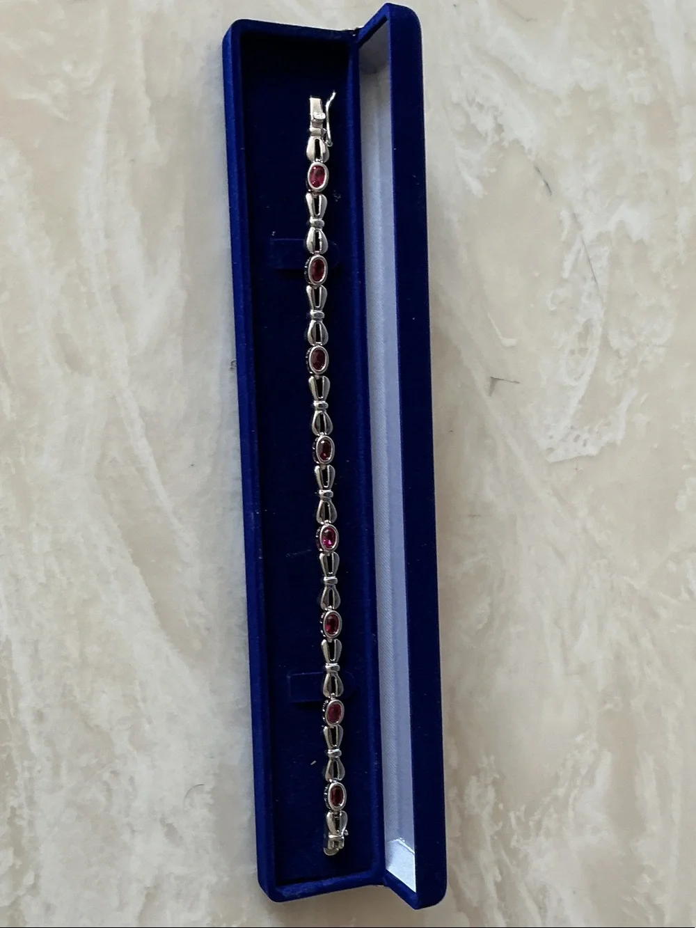 Sterling Silver Bracelet with Ruby Gemstones